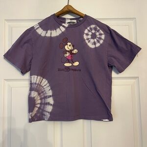 Disney Purple Tie-Dye Mickey Mouse Short Sleeve Crop Tee